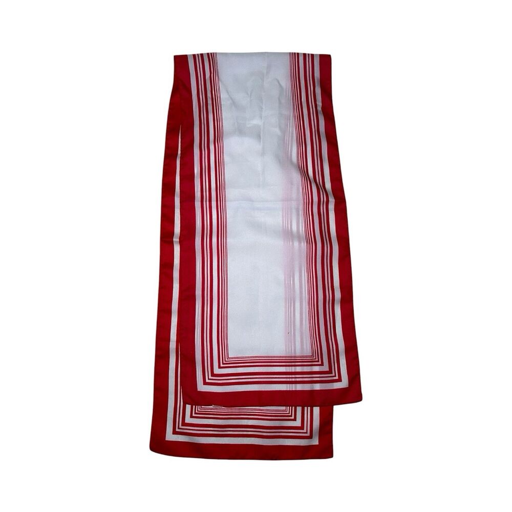 Red Scarf 52" x 11" White Rectangular Woman Scarve For Her